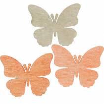 Motýli k posypání Dekorativní motýlí dřevo oranžová, meruňková, hnědá 72ks