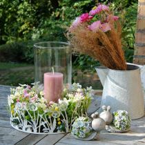 Šneci s květinami letní dekorace stolní dekorace šedá/modrá/zelená 9,5cm sada 2 ks