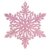 položky Sněhová vločka dřevo 8-12cm růžová/bílá 12ks.