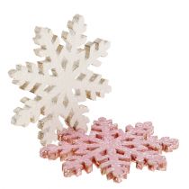 položky Vločka 4cm růžová/bílá se třpytkami 72 ks