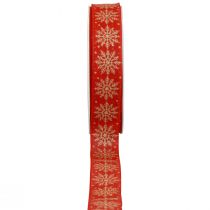 položky Vánoční stuha dárková stuha vločky červená 25mm 20m