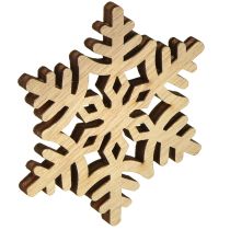 položky Dřevěná dekorace sněhové vločky bílé přírodní 3/5/7cm různé barvy 36 ks