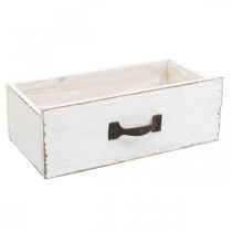 Dekorativní zásuvka bílá truhlík na rostliny dřevo vintage vzhled 25×13×8cm