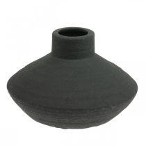 Černá keramická váza dekorativní váza plochá baňatá V10cm