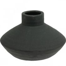 Černá keramická váza dekorativní váza plochá baňatá V12,5cm