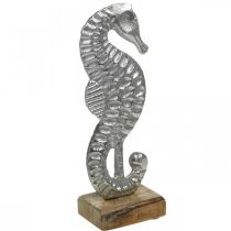 Mořský koník na místo, mořská dekorace z kovu, námořní socha stříbrná, přírodní barvy V22cm