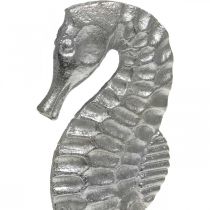Mořský koník na místo, mořská dekorace z kovu, námořní socha stříbrná, přírodní barvy V22cm