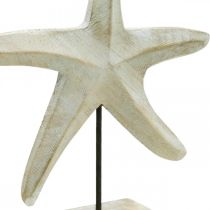 Dřevěná hvězdice, námořní dekorativní socha, dekorace moře přírodní, bílá H28cm