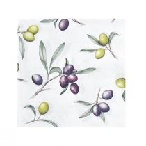 Ubrousky stolní dekorace letní olivově zelená fialová 25x25cm 20ks