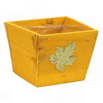 Dřevěná truhlička na rostliny shabby chic žlutá 11×14,5×14cm