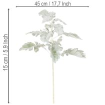 položky Umělá větvička Senecio, stříbrný list, propracovaná výroba, 45 cm, 3 kusy