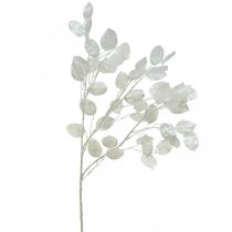Ozdobná větev stříbrný list bílá Lunaria větev umělá větev 70cm