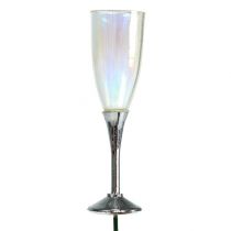 Silvestrovská dekorace zátka na šampaňské stříbrná 7,5cm L27cm 12ks