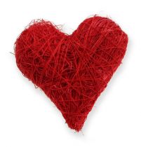 Sisalové srdce 5-6 cm červené 24p