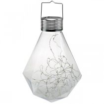 Diamantová solární lampa Balkonová lucerna LED světlo Zahradní dekorace Teplá bílá H31cm Ø22cm