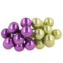 položky Mini vánoční ozdoby na drátu, barevné zrcadlové bobule, 25 mm, 140 kusů