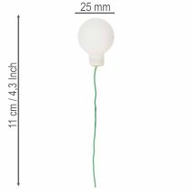 položky Zrcadlové mini skleněné kuličky na drátu s motivem bobulí, bílé, 25 mm, 140 kusů
