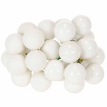 položky Zrcadlové mini skleněné kuličky na drátu s motivem bobulí, bílé, 25 mm, 140 kusů