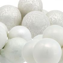 Mini vánoční koule bílá zrcadlo bobule sklo Ø40mm mix 32ks
