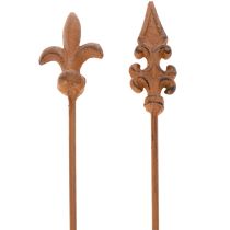 položky Zahradní kůl rustikální dekorace lilie kopí v antickém designu pro venkovní použití 60 cm 2 ks