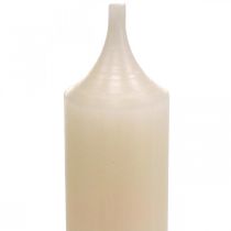 položky Bílé krémové kuželové svíčky, voskové svíčky, 180 mm/Ø21 mm, 6 kusů