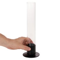 položky Svícen ve tvaru kužele se skleněným válcem. Jednoduchý a nadčasový. 31 cm.