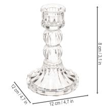 položky Průhledný svícen, klasický design, dekorace na stůl, 12 cm, 2 kusy