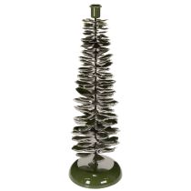 položky Svícen ve tvaru vánočního stromečku, zelený kov, 45 cm