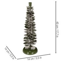 položky Svícen ve tvaru vánočního stromečku, zelený kov, 45 cm