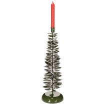 položky Svícen ve tvaru vánočního stromečku, zelený kov, 45 cm