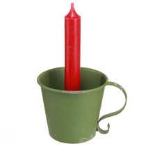 položky Držák na svícen vintage hrnek kovová dekorace zelená Ø9,5cm V8cm 3ks