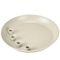 položky Svícen Taper pro 4 svíčky, miska na svíčku, šedý kov, Ø30cm