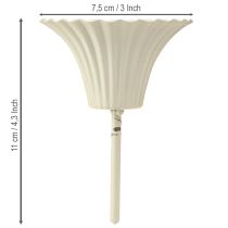 položky Svícen s bodcem ve tvaru květiny, krémová barva, 11 cm, 4 kusy