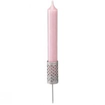 položky Držák na svíčku tyčový na zacvaknutí stříbrně šedý Ø24mm H10cm 4 ks