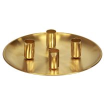 Stojan na svíčku zlatý Ø2,5cm talíř na svíčku kovový Ø23cm