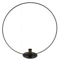 položky Svícen kovový černý ozdobný kroužek na stání Ø35cm