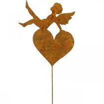 Zahradní kůl Vánoční ozdoba anděl srdce patina 14,5cm