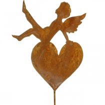 Zahradní kůl Vánoční ozdoba anděl srdce patina 14,5cm