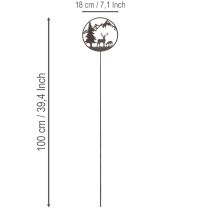 položky Dekorativní kůl, lesní zvířátka, jelen a borovice, 100 cm