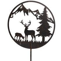položky Dekorativní kůl, lesní zvířátka, jelen a borovice, 100 cm