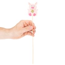 položky Dekorativní květinová dekorace ve tvaru prasátka, dřevěná, 31 cm, 16 kusů