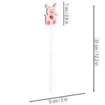 položky Dekorativní květinová dekorace ve tvaru prasátka, dřevěná, 31 cm, 16 kusů