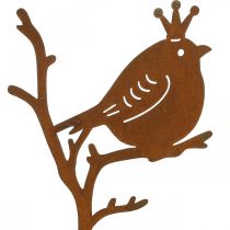 Patina zahradní dekorace špunt kovový ptáček s korunkou 6 kusů