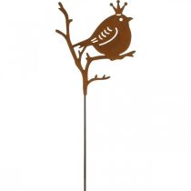 Patina zahradní dekorace špunt kovový ptáček s korunkou 6 kusů