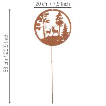 položky Zahradní kůl, rezavě zbarvený, kulatý, silueta jelena, lesní dekorace, 53 cm, 2 kusy
