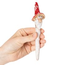 položky Figurka trpaslíka k nalepení, s dlouhým vousem a houbovým kloboukem, dekorace, 17 cm, 2 kusy