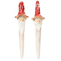 položky Figurka trpaslíka k nalepení, s dlouhým vousem a houbovým kloboukem, dekorace, 17 cm, 2 kusy