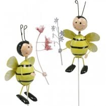 položky Květinová zátka včelka s květinou, kovová dekorace jaro léto 4ks