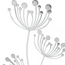 Jarní dekorace, deco plug květina shabby chic bílá, stříbrná D87cm Š18cm