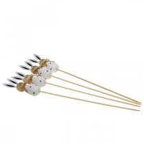 položky Květinová tyčinka Králík Dřevěný velikonoční zajíček černo/bílý H34cm 4 ks